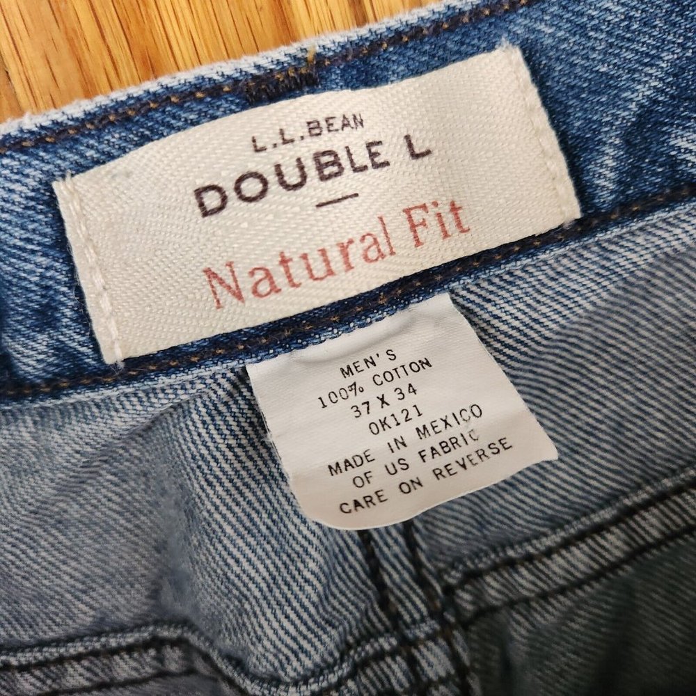 LL Bean Pants Mens tagged 37x34 measures 36x33.5 Double L Blue Denim Jeans - Picture 2 of 8